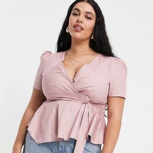 Asos puff sleeve wrap top